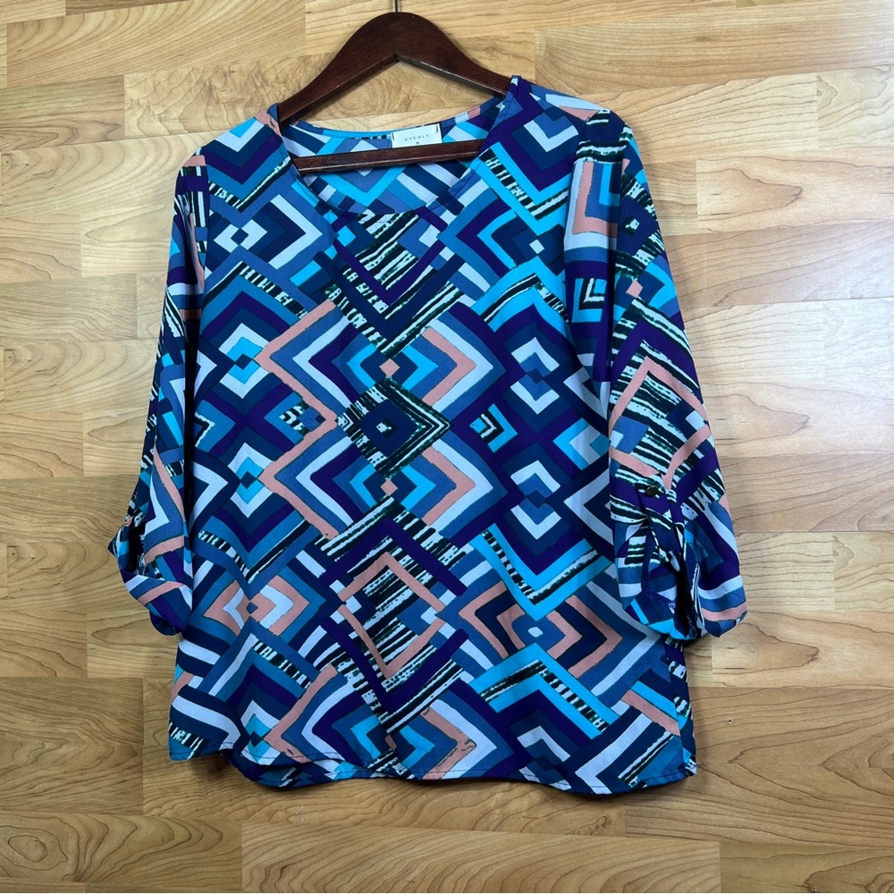 Everly Multicolored Shirt With Fixed Tabbed Sleeves with colors Purple &…